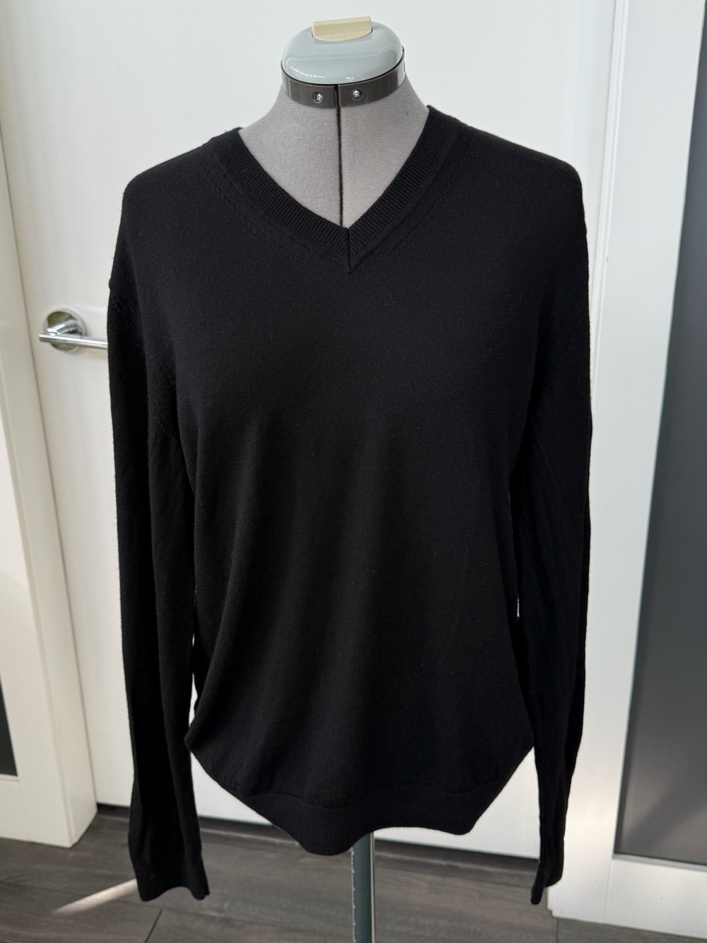 Armani Exchange Black Merino Wool V-Neck Sweater